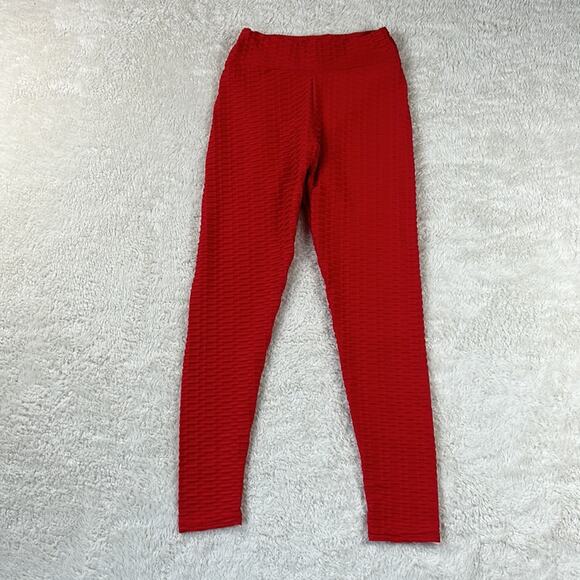 Unbranded red hi rise butt lifting scrunch booty leggings, size med - Picture 3 of 8